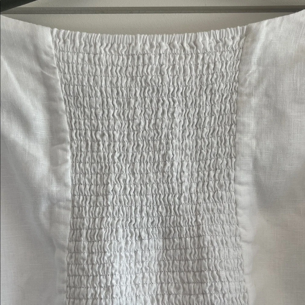 Reformation White Square Neck Puff Sleeve Blouse